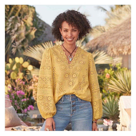 Sundance Tops Nwt Tolani Yellow Cotton Eyelet Top From Sundance New Poshmark